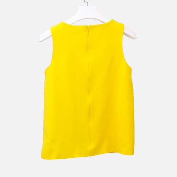 Christopher Kane Yellow Crepe Metallic Embellishment Tank - Picture 3 of 9